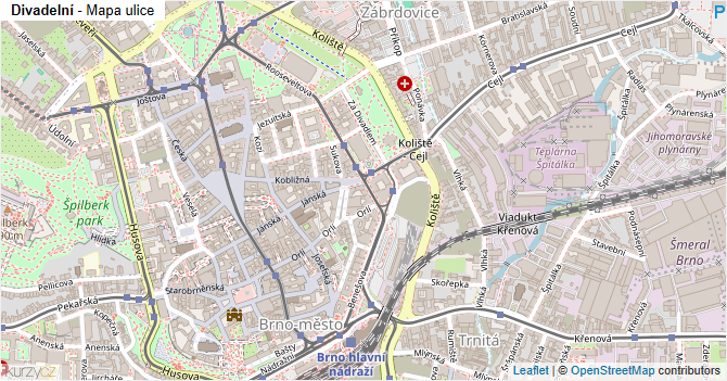 Divadelní - mapa ulice