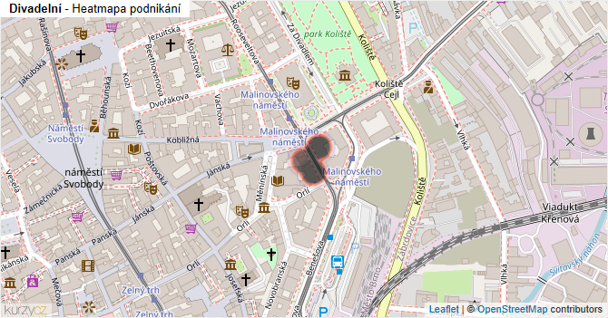 Divadelní - mapa podnikání