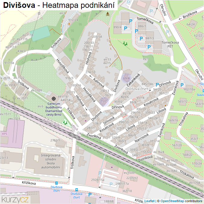 Mapa Divišova - Firmy v ulici.