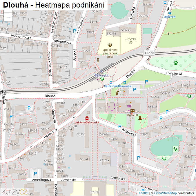 Mapa Dlouhá - Firmy v ulici.