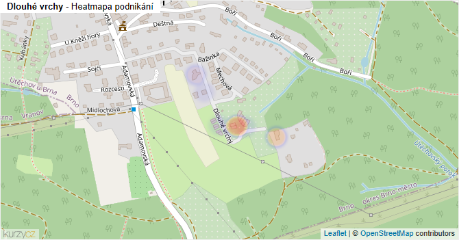 Dlouhé vrchy - mapa podnikání