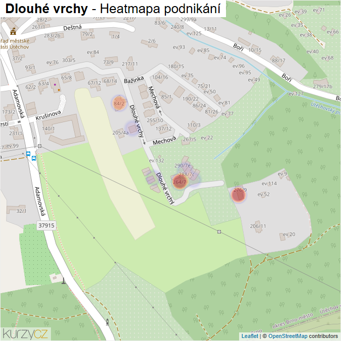 Mapa Dlouhé vrchy - Firmy v ulici.