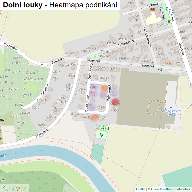 Mapa Dolní louky - Firmy v ulici.