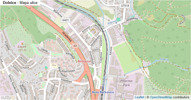 Dolnice - mapa ulice