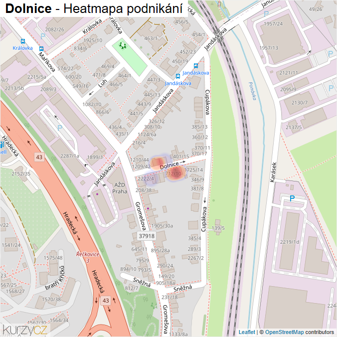 Mapa Dolnice - Firmy v ulici.