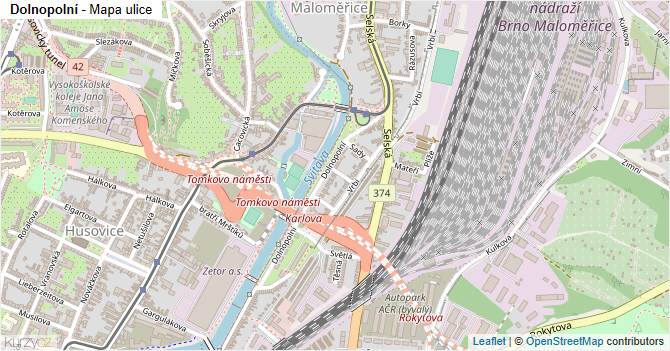 Dolnopolní - mapa ulice