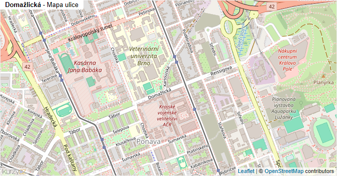 Domažlická - mapa ulice