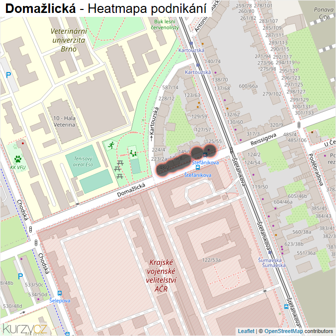 Mapa Domažlická - Firmy v ulici.