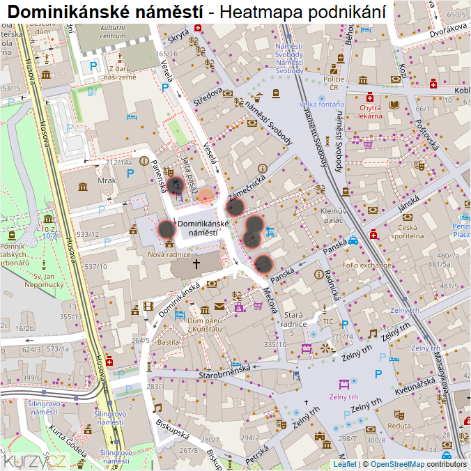 Mapa Dominikánské náměstí - Firmy v ulici.