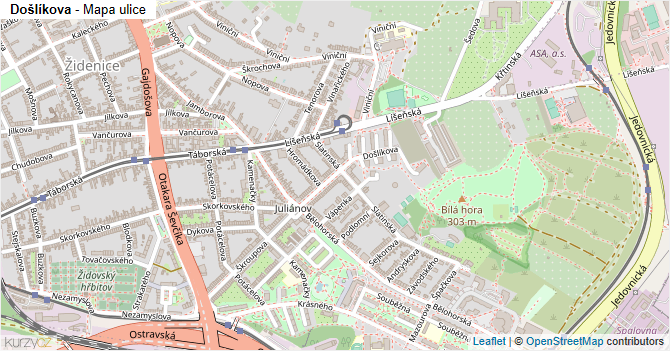 Došlíkova - mapa ulice
