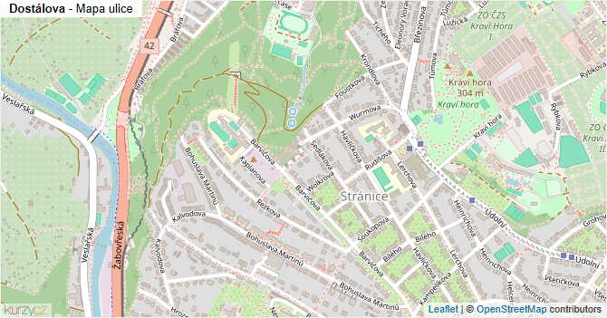 Dostálova - mapa ulice