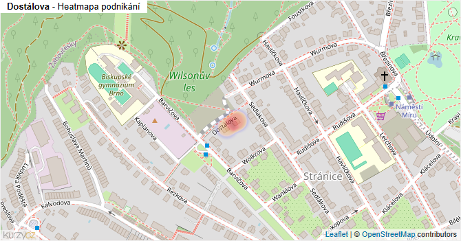 Dostálova - mapa podnikání
