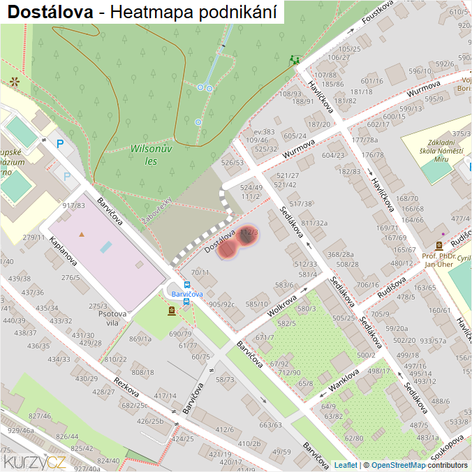 Mapa Dostálova - Firmy v ulici.