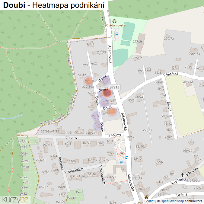 Mapa Doubí - Firmy v ulici.