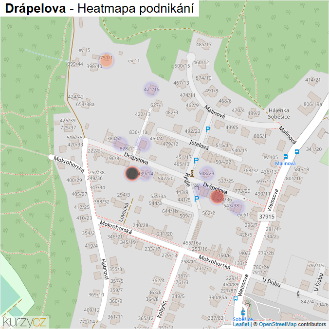 Mapa Drápelova - Firmy v ulici.