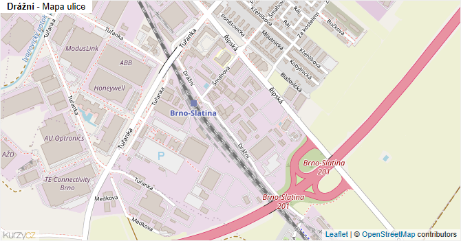 Drážní - mapa ulice