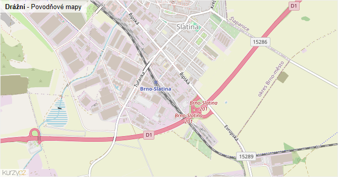 Drážní - záplavové mapy stoleté vody