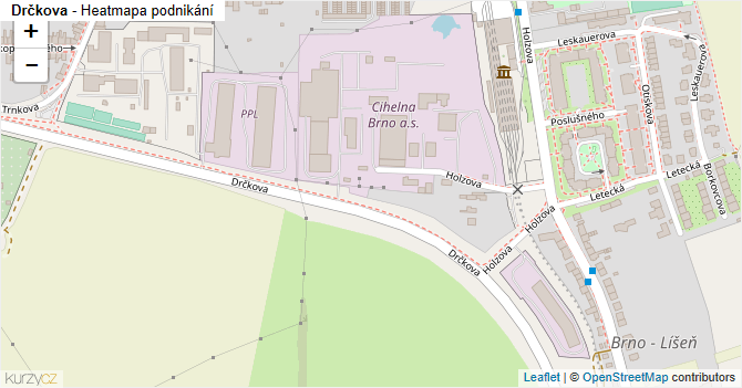 Drčkova - mapa podnikání