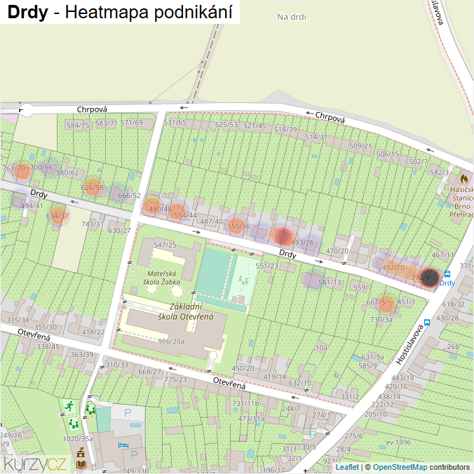 Mapa Drdy - Firmy v ulici.