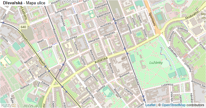 Dřevařská - mapa ulice
