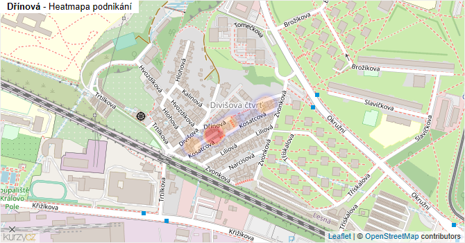 Dřínová - mapa podnikání