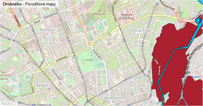 Drobného - záplavové mapy stoleté vody
