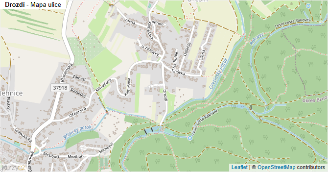 Drozdí - mapa ulice