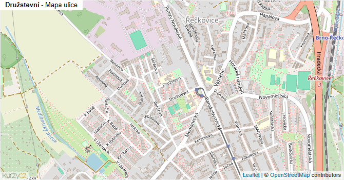 Družstevní - mapa ulice