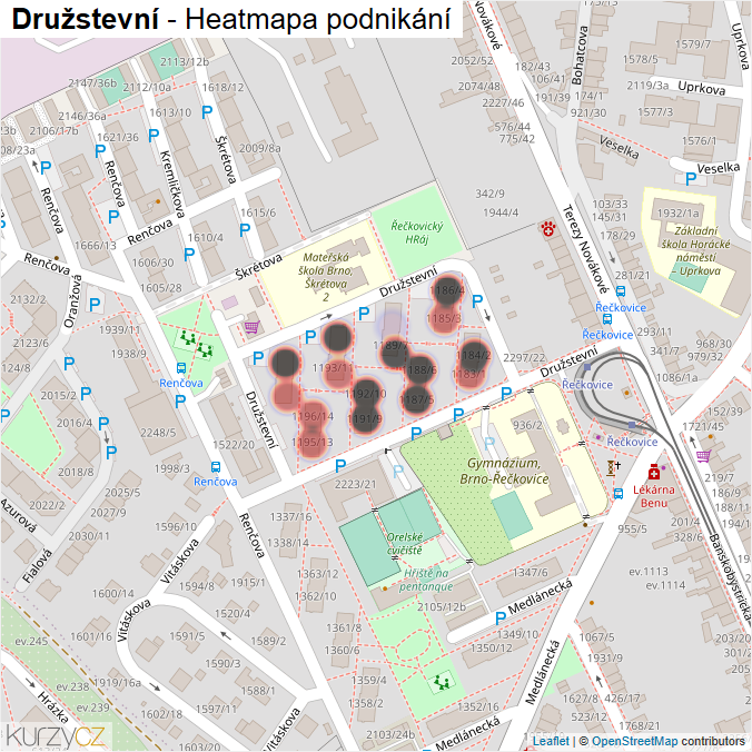 Mapa Družstevní - Firmy v ulici.