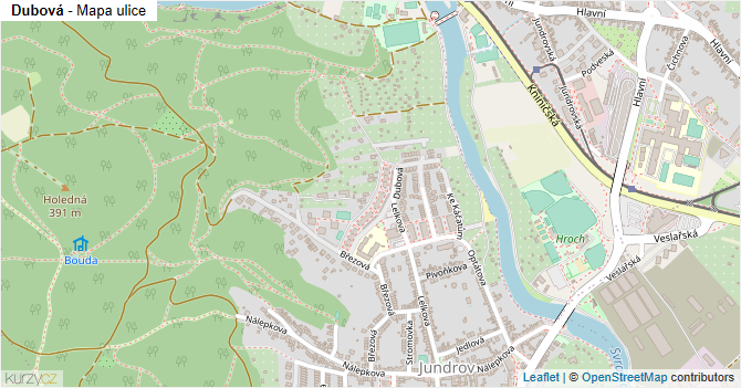 Dubová - mapa ulice