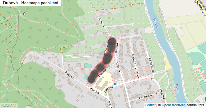 Dubová - mapa podnikání