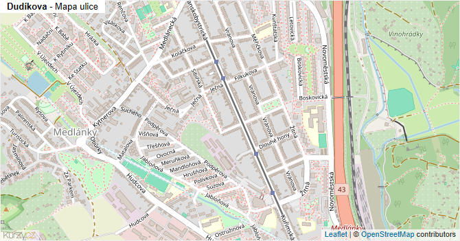 Dudíkova - mapa ulice