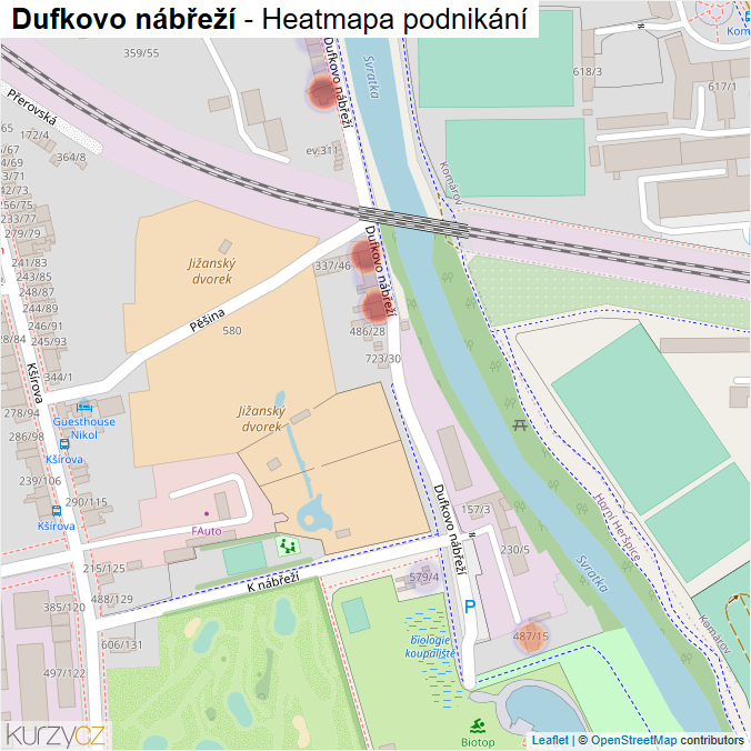 Mapa Dufkovo nábřeží - Firmy v ulici.