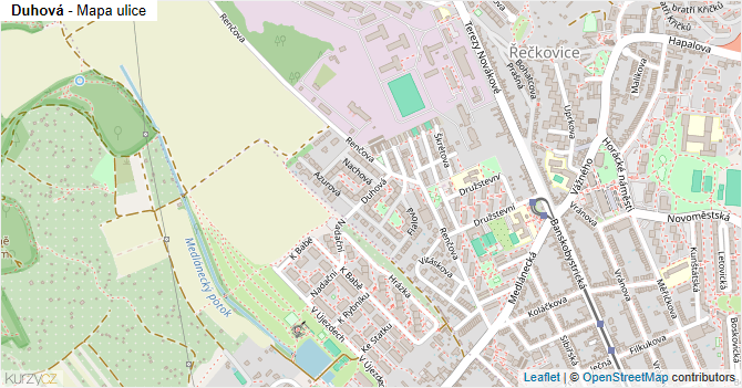 Duhová - mapa ulice