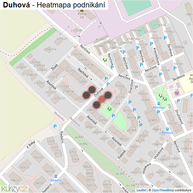 Mapa Duhová - Firmy v ulici.