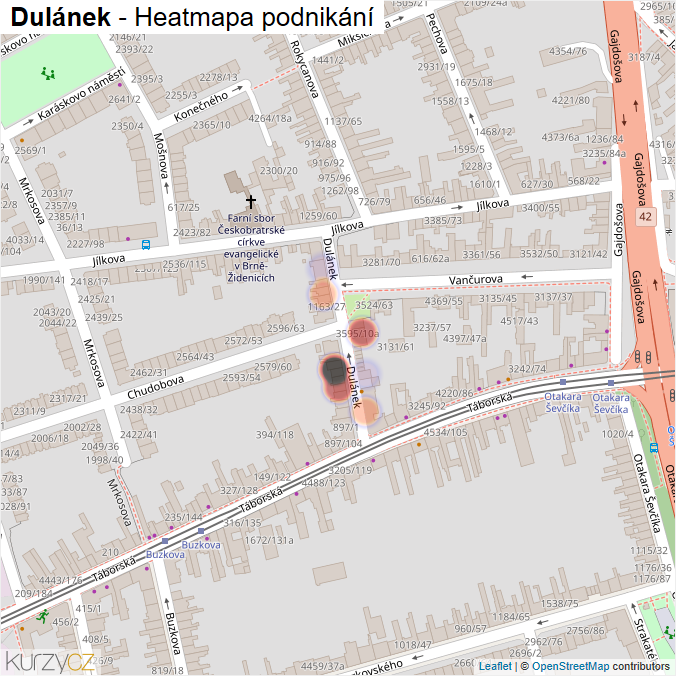 Mapa Dulánek - Firmy v ulici.