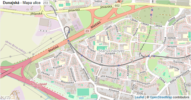 Dunajská - mapa ulice