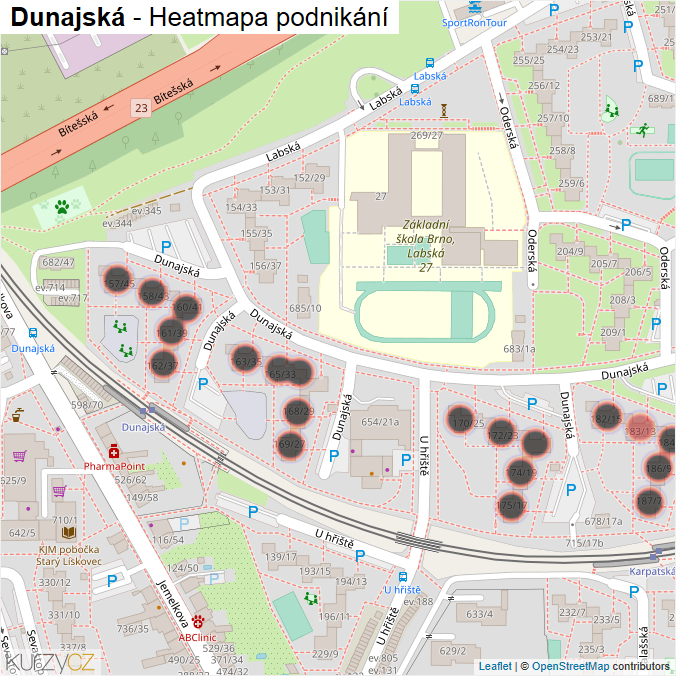 Mapa Dunajská - Firmy v ulici.