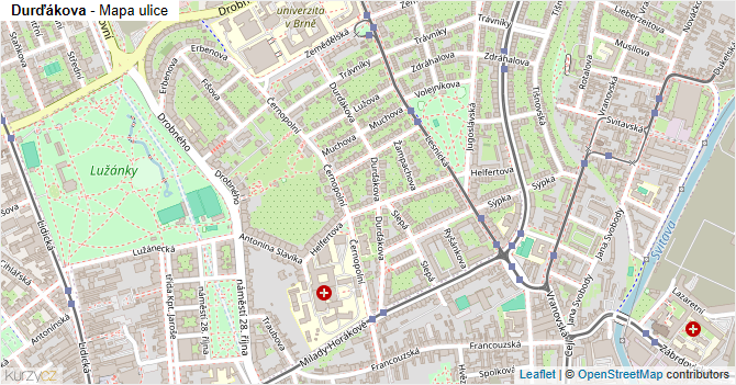 Durďákova - mapa ulice