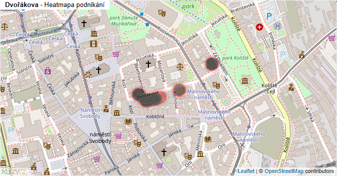 Dvořákova - mapa podnikání