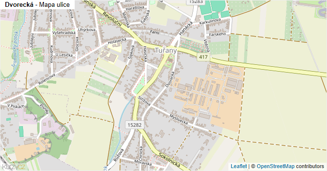 Dvorecká - mapa ulice