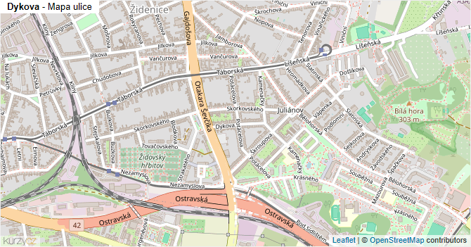 Dykova - mapa ulice