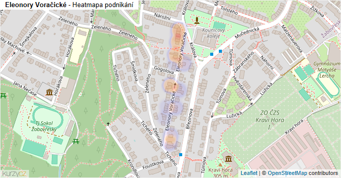 Eleonory Voračické - mapa podnikání
