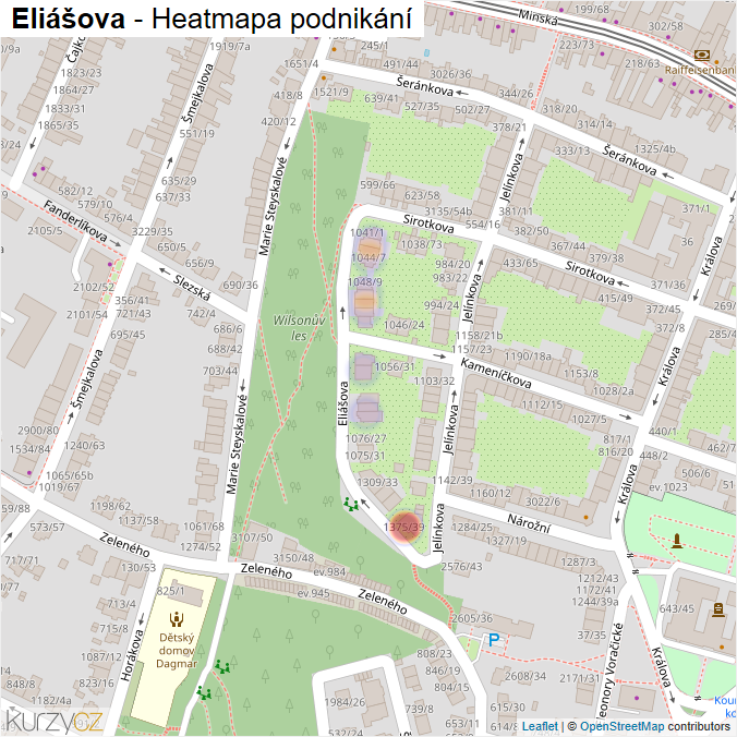 Mapa Eliášova - Firmy v ulici.