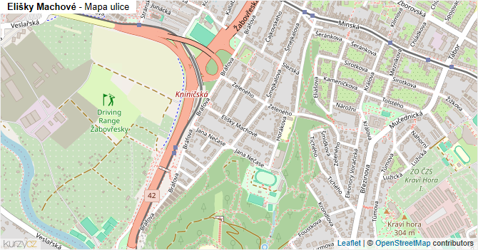 Elišky Machové - mapa ulice