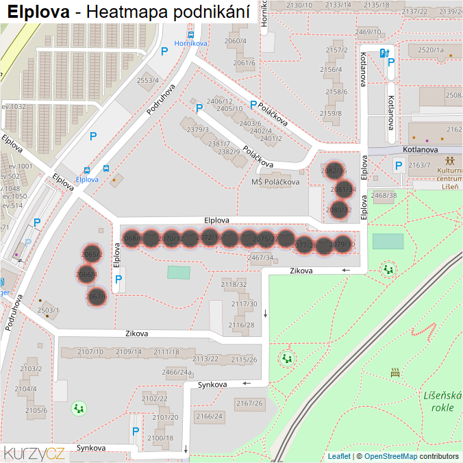 Mapa Elplova - Firmy v ulici.