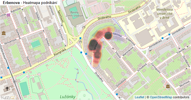 Erbenova - mapa podnikání