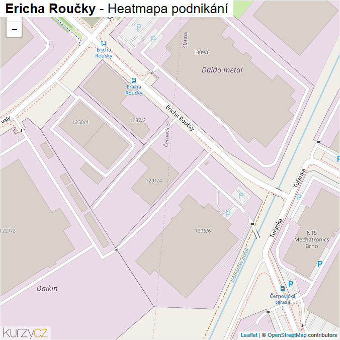 Mapa Ericha Roučky - Firmy v ulici.