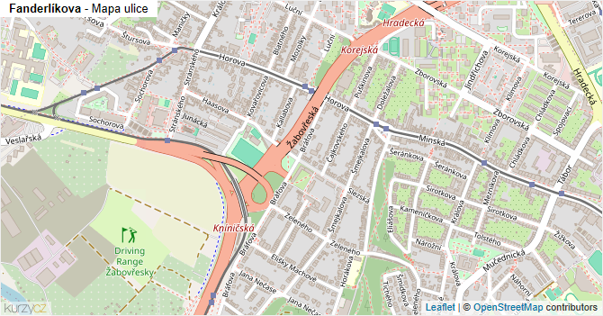 Fanderlíkova - mapa ulice