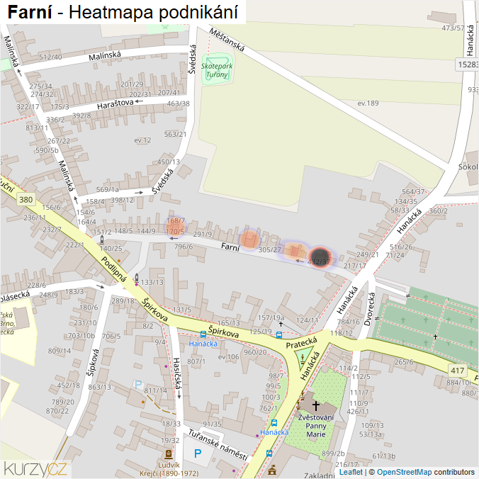 Mapa Farní - Firmy v ulici.
